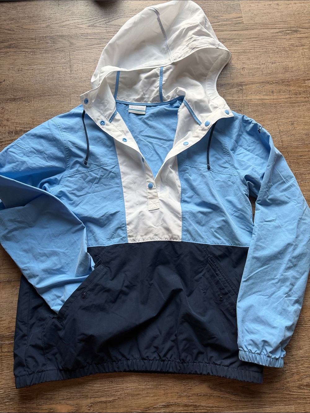 Columbia Blue and White Hooded Windbreaker